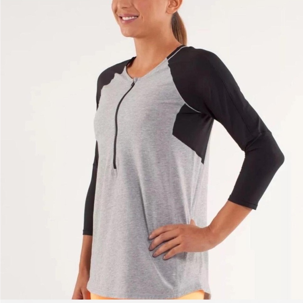 Lululemon 3/4 sleeve 1/4 pull over Spin Top